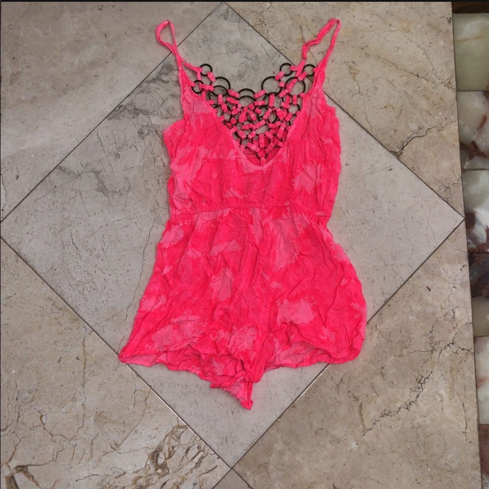 Pink tye dye romper